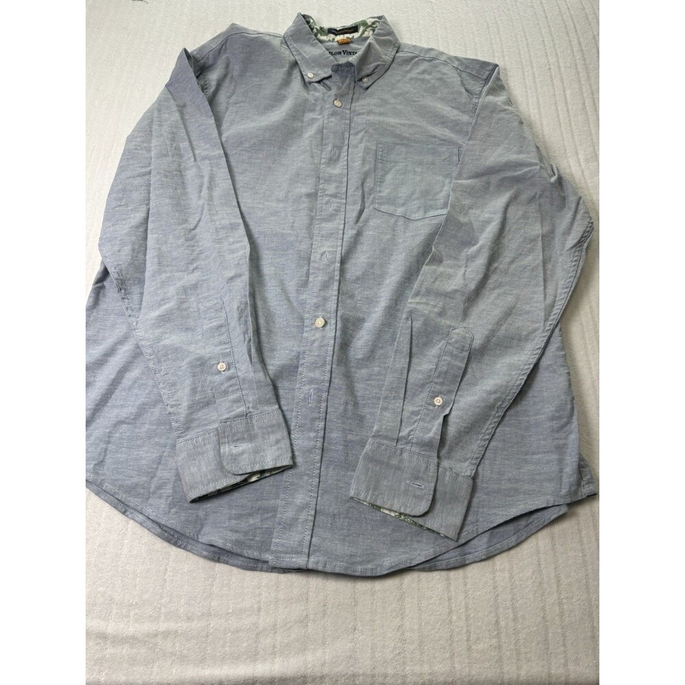 Tailor Vintage Luxe Performance Menโs Button Down Shirt Blue Size L Cotton Stre